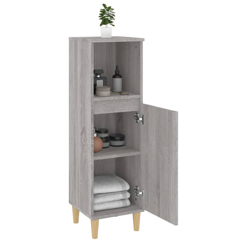 Badschrank Grau Sonoma 30x30x100 cm Holzwerkstoff