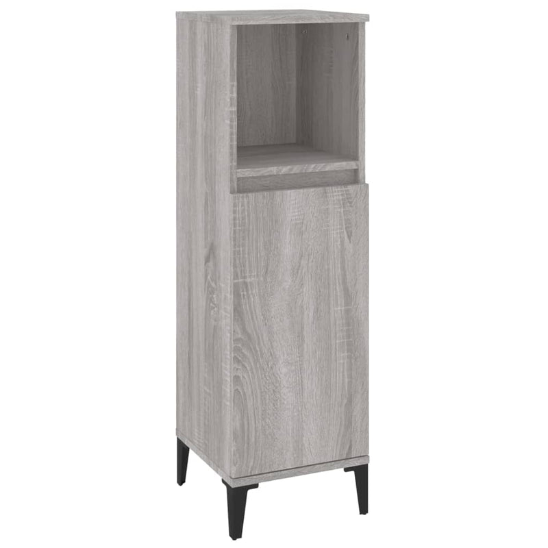 Badschrank Grau Sonoma 30x30x100 cm Holzwerkstoff