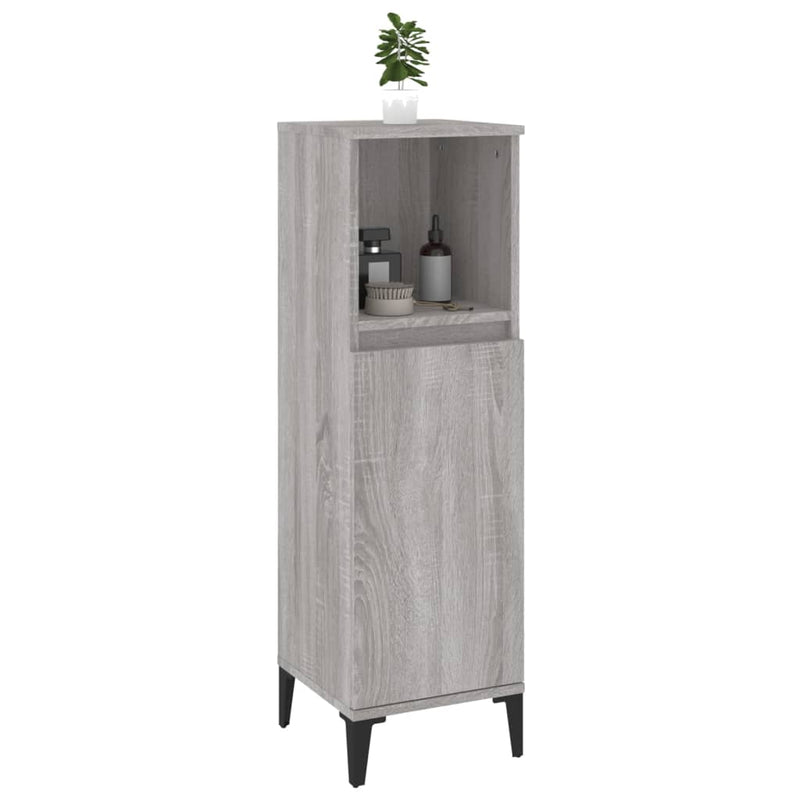 Badschrank Grau Sonoma 30x30x100 cm Holzwerkstoff