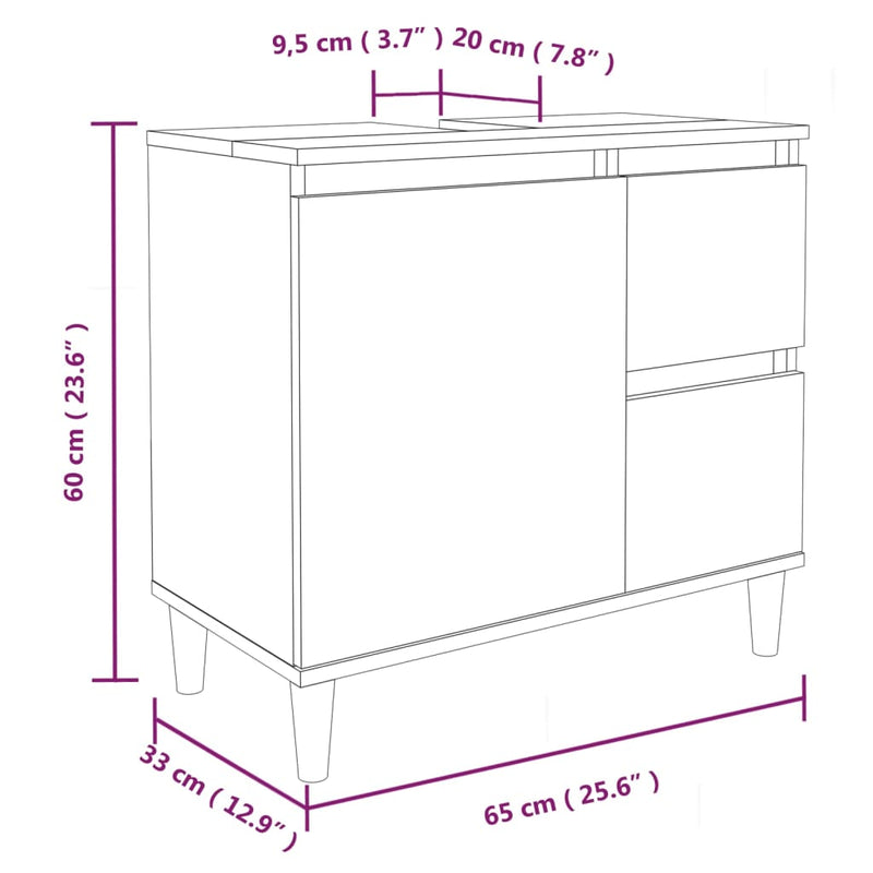 Badschrank Weiß 65x33x60 cm Holzwerkstoff