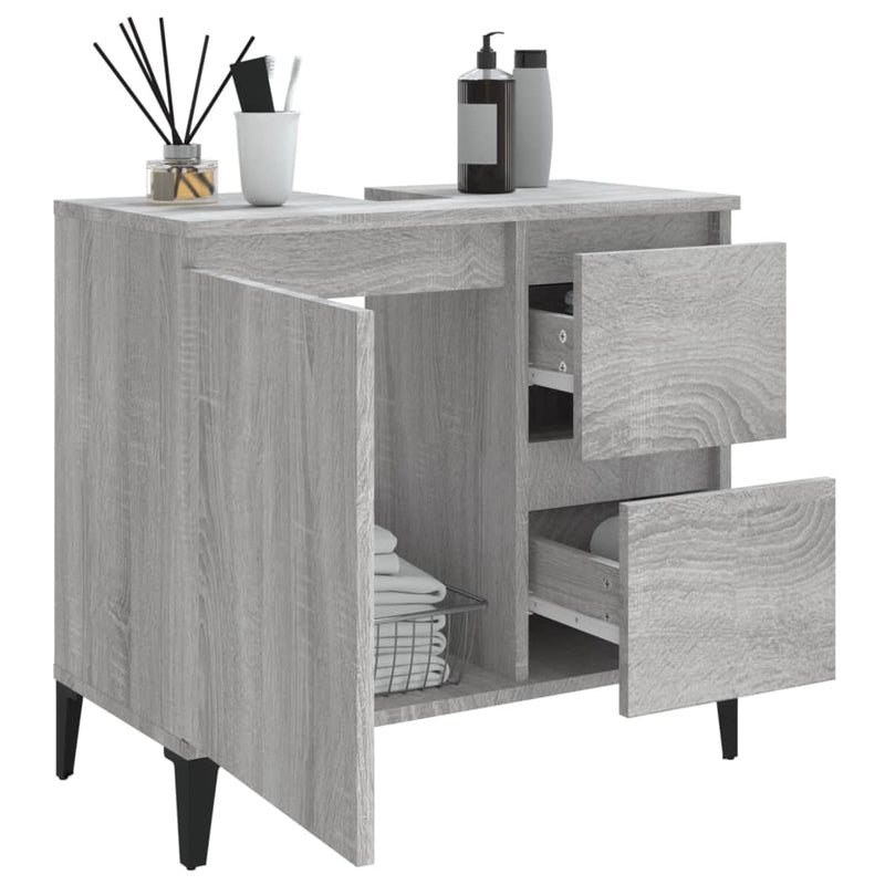 Badschrank Grau Sonoma 65x33x60 cm Holzwerkstoff