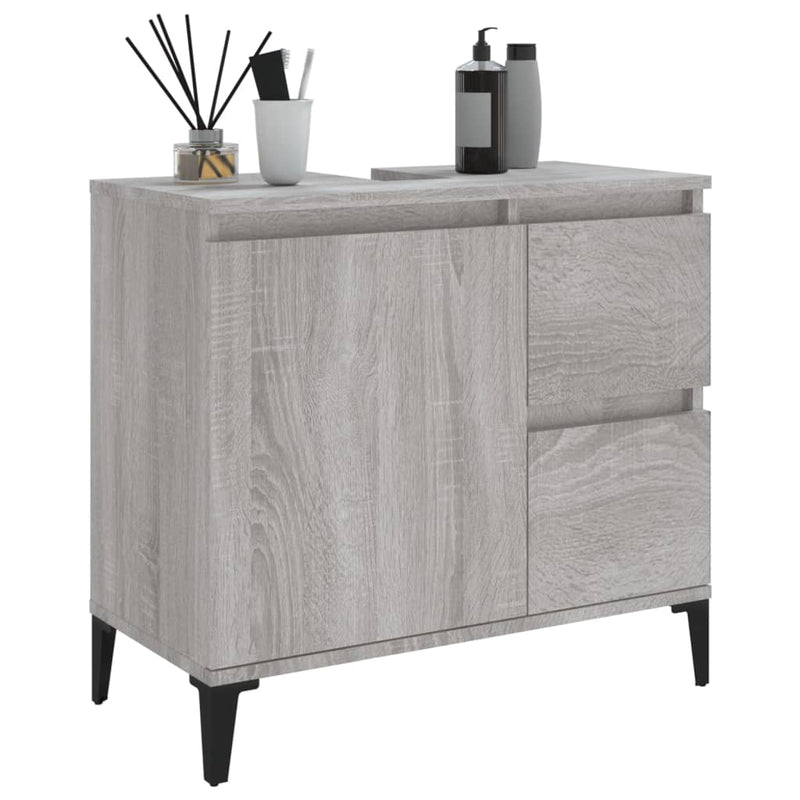 Badschrank Grau Sonoma 65x33x60 cm Holzwerkstoff