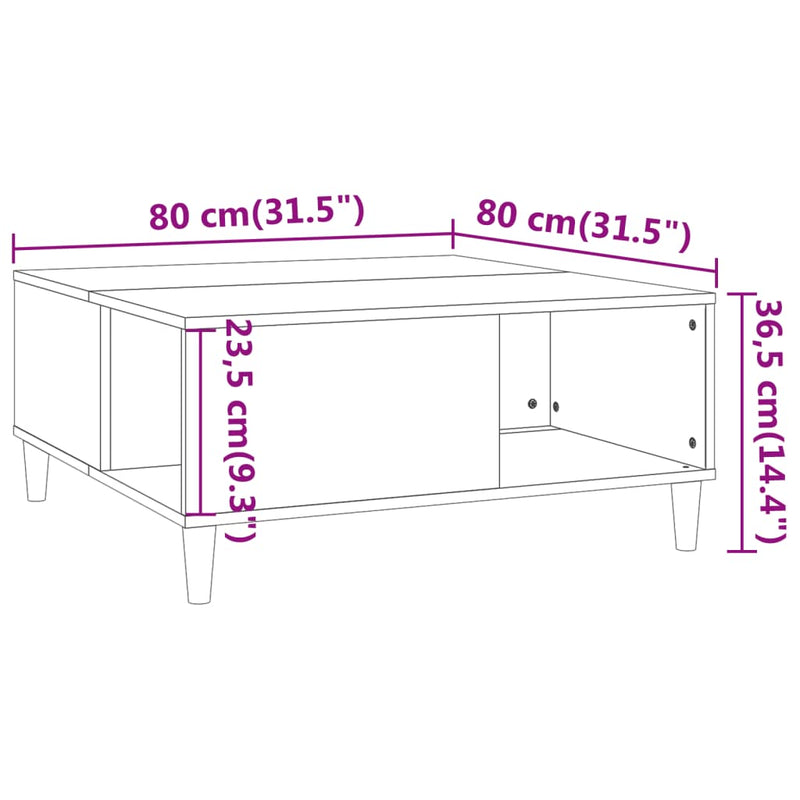 Couchtisch Schwarz 80x80x36,5 cm Holzwerkstoff