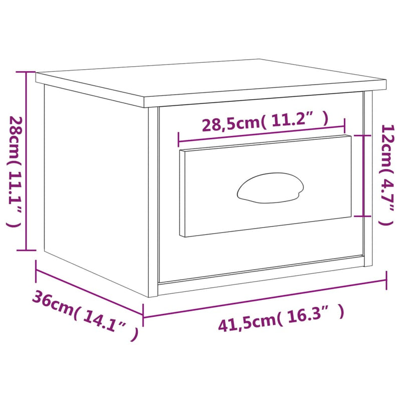 Wand-Nachttisch Betongrau 41,5x36x28 cm