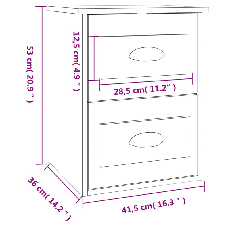 Wand-Nachttisch Grau Sonoma 41,5x36x53 cm