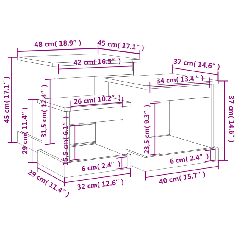 Couchtische 3 Stk. Betongrau Holzwerkstoff