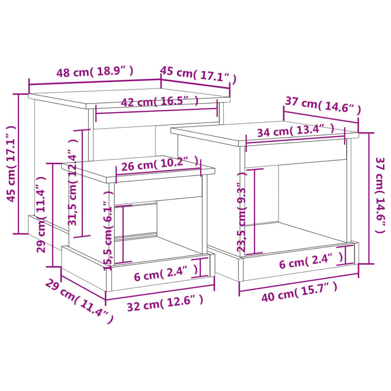 Couchtische 3 Stk. Grau Sonoma Holzwerkstoff