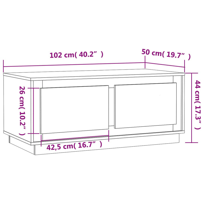 Couchtisch Sonoma-Eiche 102x50x44 cm Holzwerkstoff