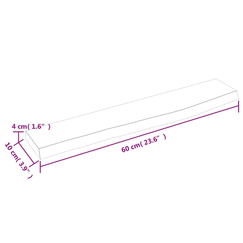 Wandregal 60x10x4 cm Massivholz Eiche Unbehandelt