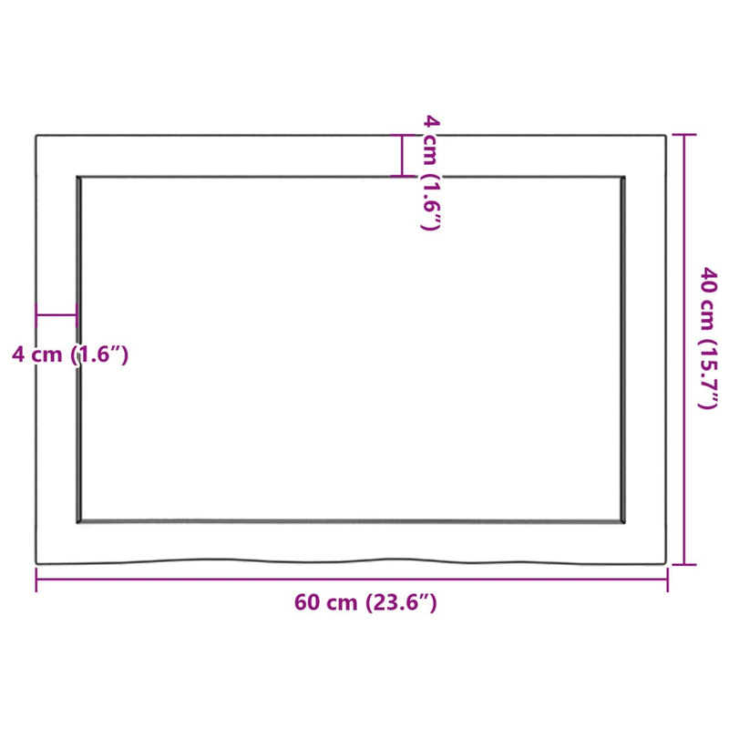 Wandregal 60x40x(2-4) cm Massivholz Eiche Unbehandelt