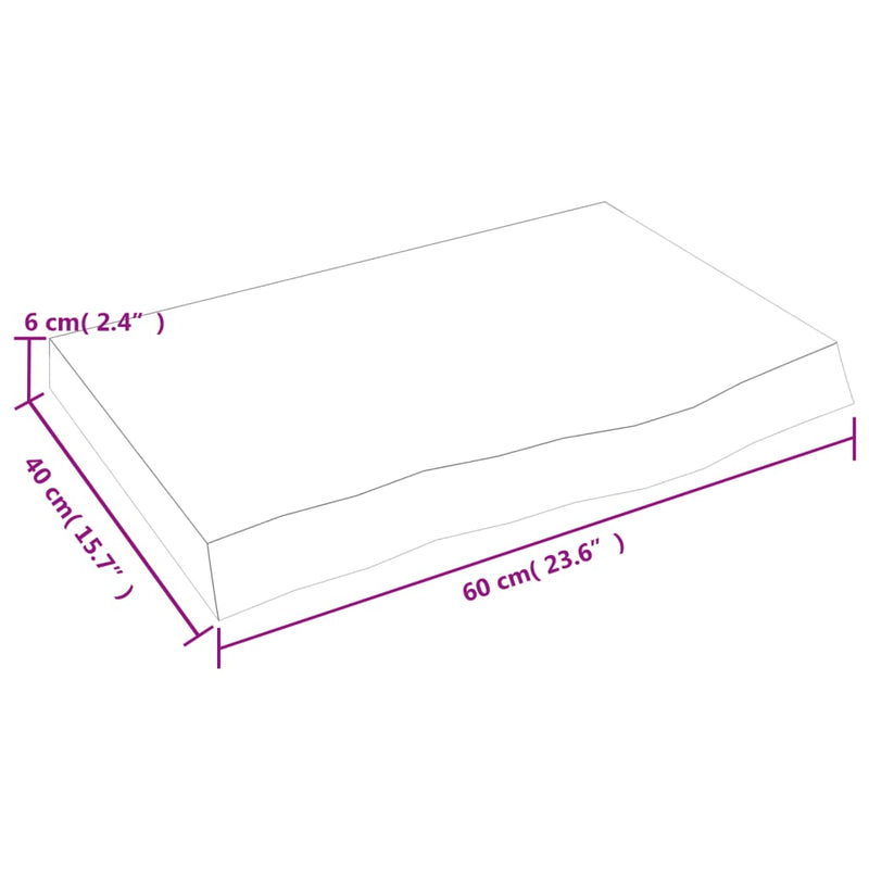 Wandregal 60x40x(2-6) cm Massivholz Eiche Unbehandelt