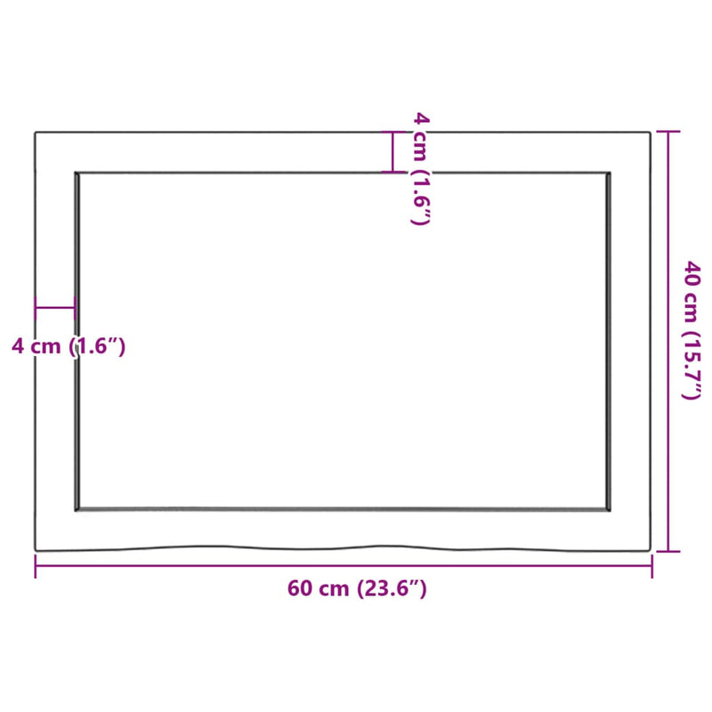 Wandregal 60x40x(2-6) cm Massivholz Eiche Unbehandelt