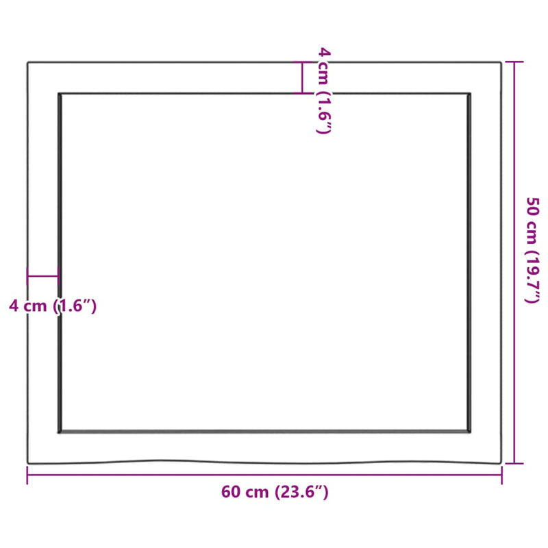 Wandregal 60x50x(2-6) cm Massivholz Eiche Unbehandelt