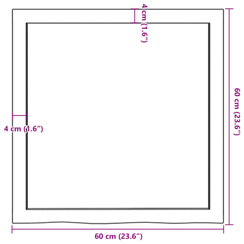 Wandregal 60x60x(2-6) cm Massivholz Eiche Unbehandelt