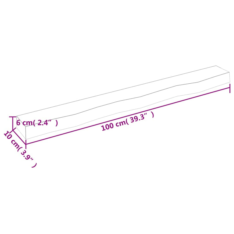 Wandregal 100x10x6 cm Massivholz Eiche Unbehandelt