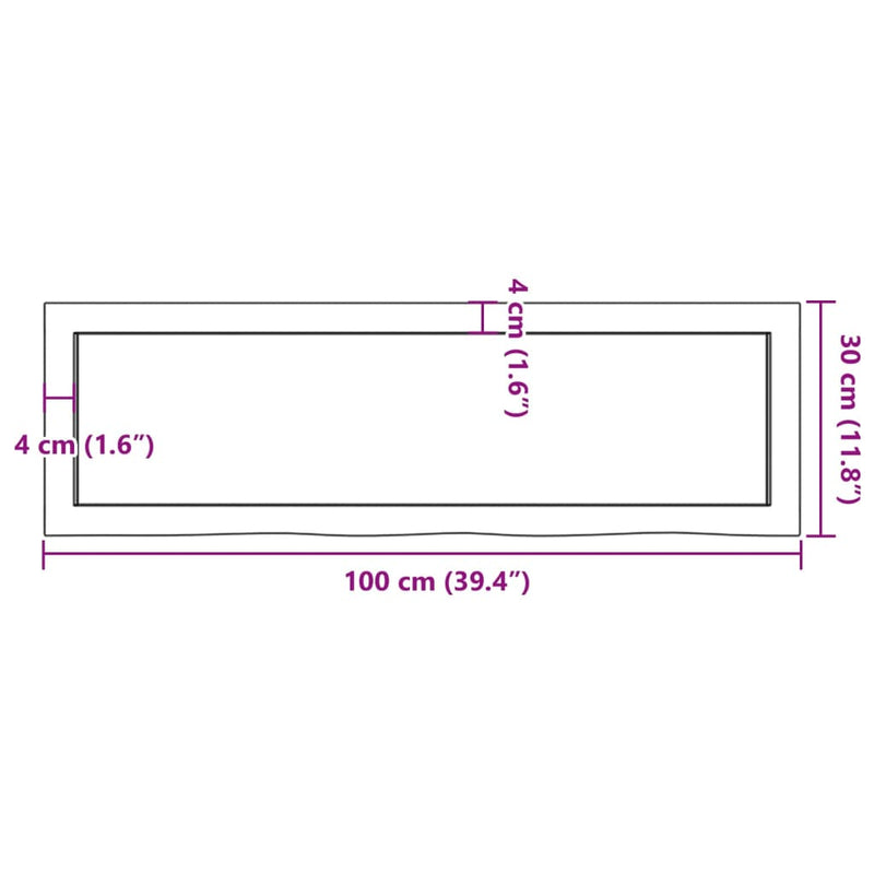 Wandregal 100x30x(2-4) cm Massivholz Eiche Unbehandelt