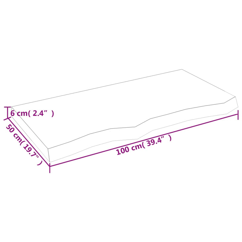 Wandregal 100x50x(2-6) cm Massivholz Eiche Unbehandelt