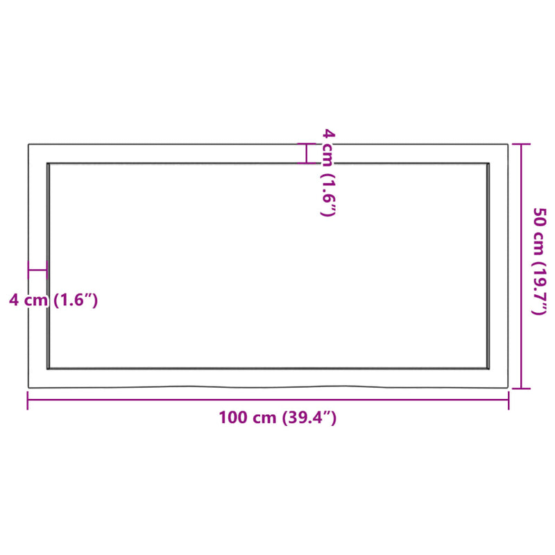 Wandregal 100x50x(2-6) cm Massivholz Eiche Unbehandelt