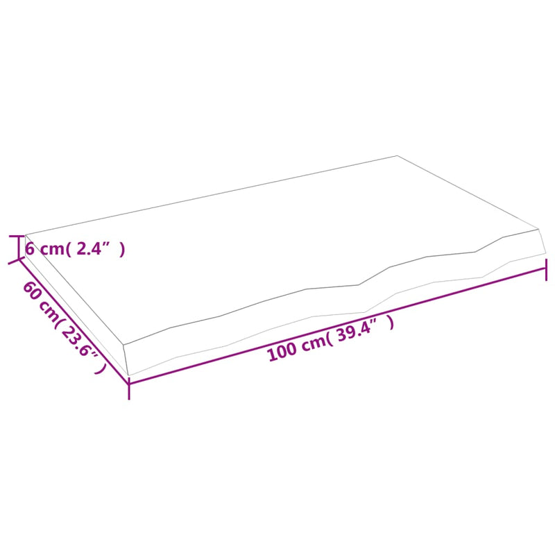 Wandregal 100x60x(2-6) cm Massivholz Eiche Unbehandelt