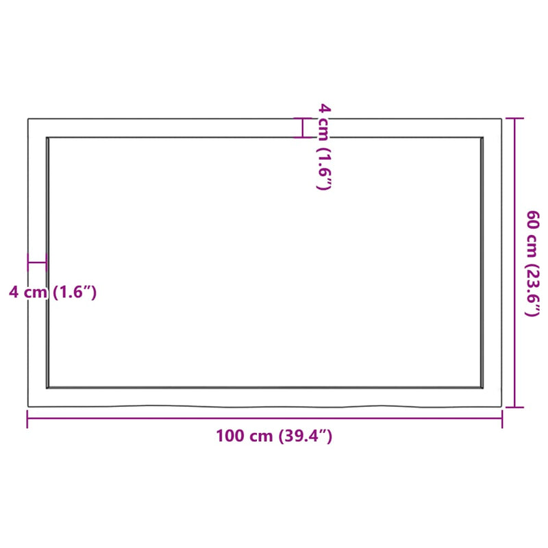 Wandregal 100x60x(2-6) cm Massivholz Eiche Unbehandelt