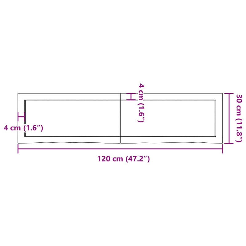 Wandregal 120x30x(2-6) cm Massivholz Eiche Unbehandelt