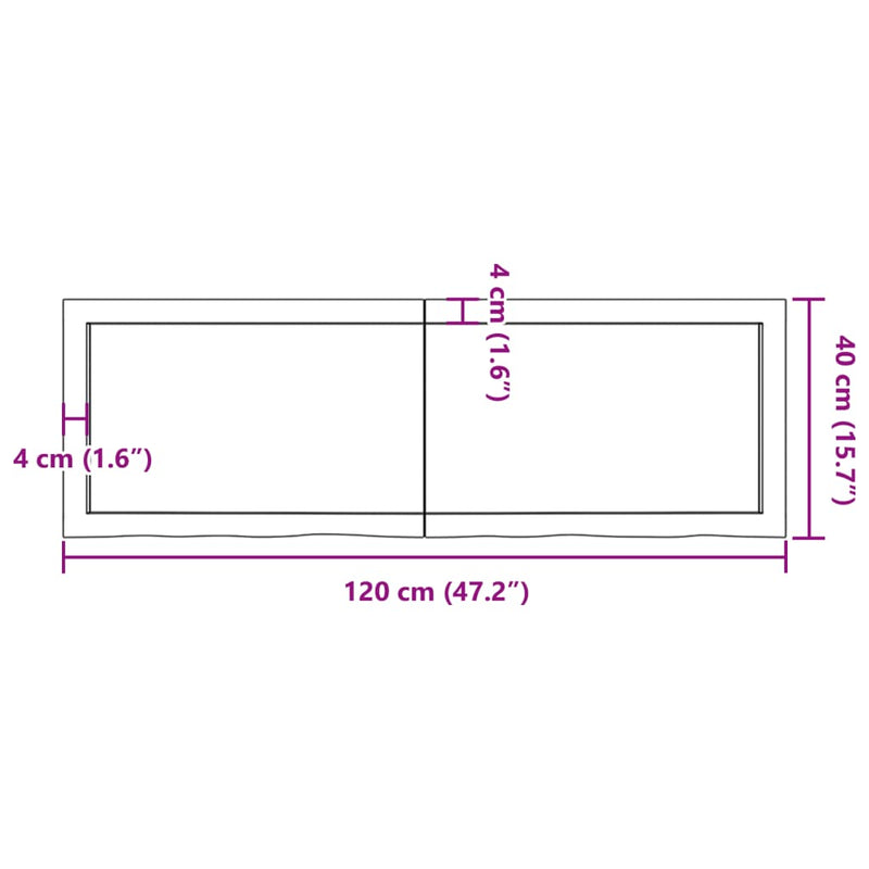 Wandregal 120x40x(2-6) cm Massivholz Eiche Unbehandelt