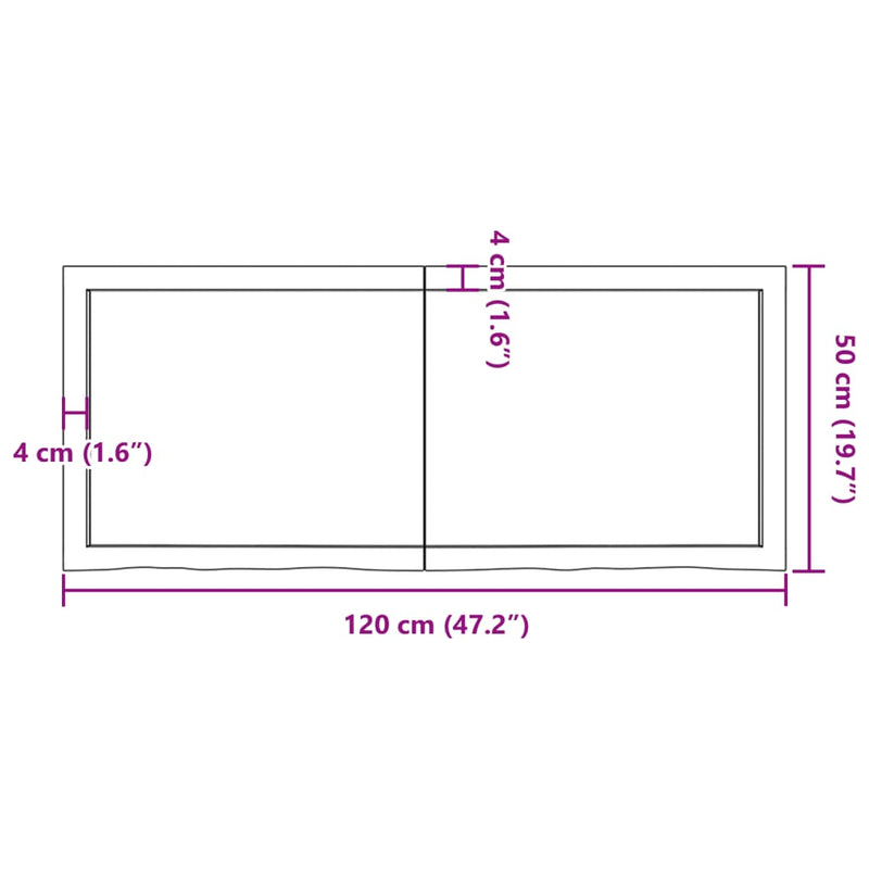 Wandregal 120x50x(2-4) cm Massivholz Eiche Unbehandelt