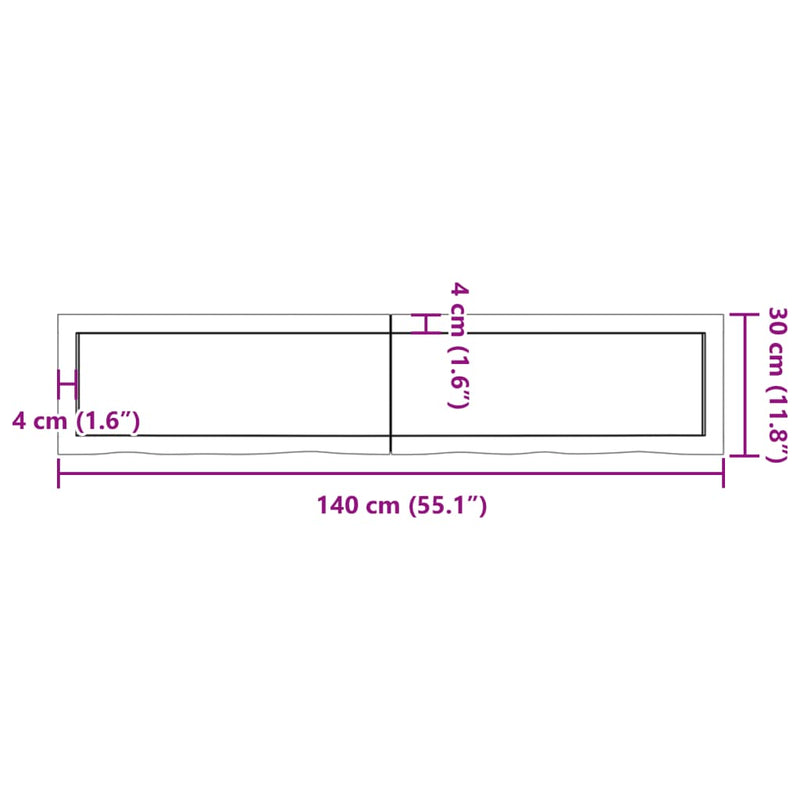 Wandregal 140x30x(2-4) cm Massivholz Eiche Unbehandelt