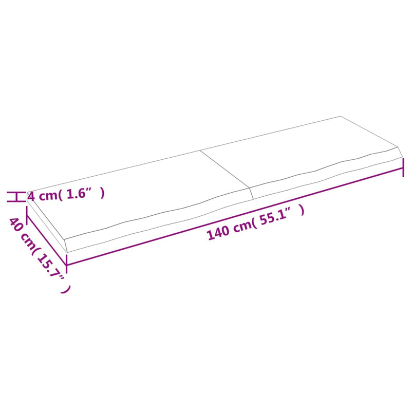 Wandregal 140x40x(2-4) cm Massivholz Eiche Unbehandelt