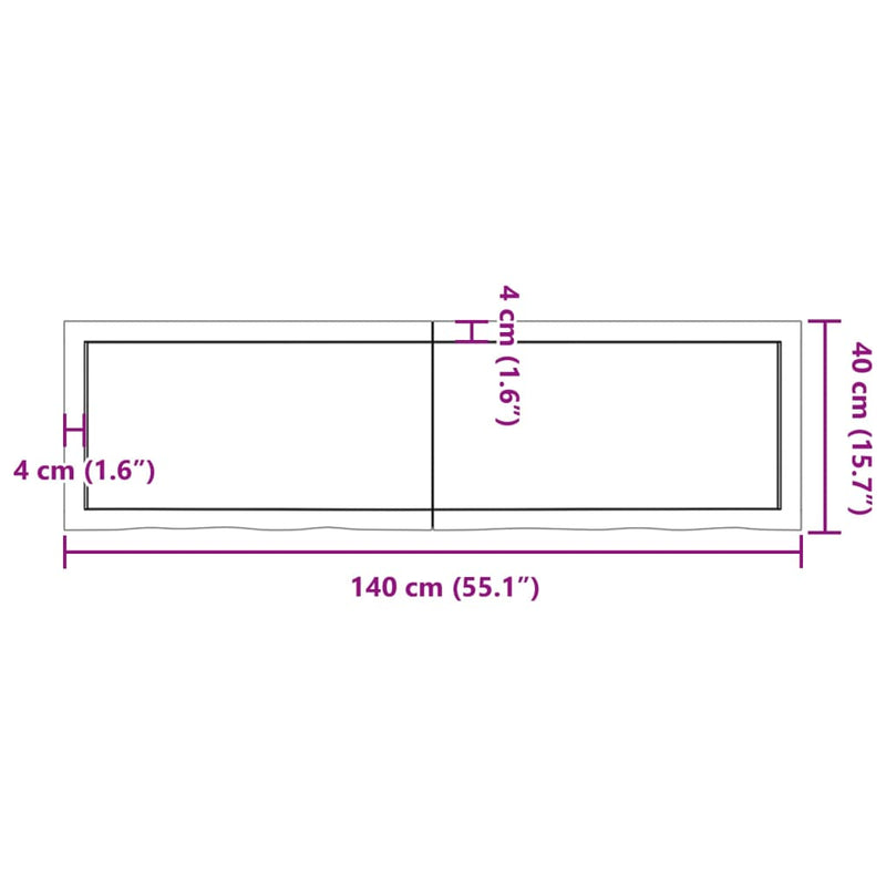 Wandregal 140x40x(2-4) cm Massivholz Eiche Unbehandelt