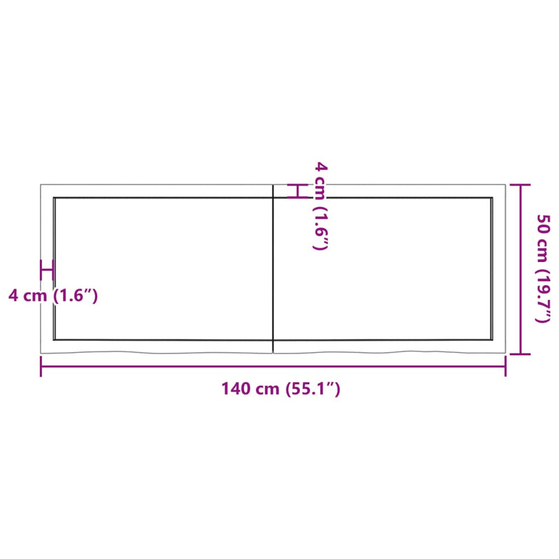 Wandregal 140x50x(2-4) cm Massivholz Eiche Unbehandelt