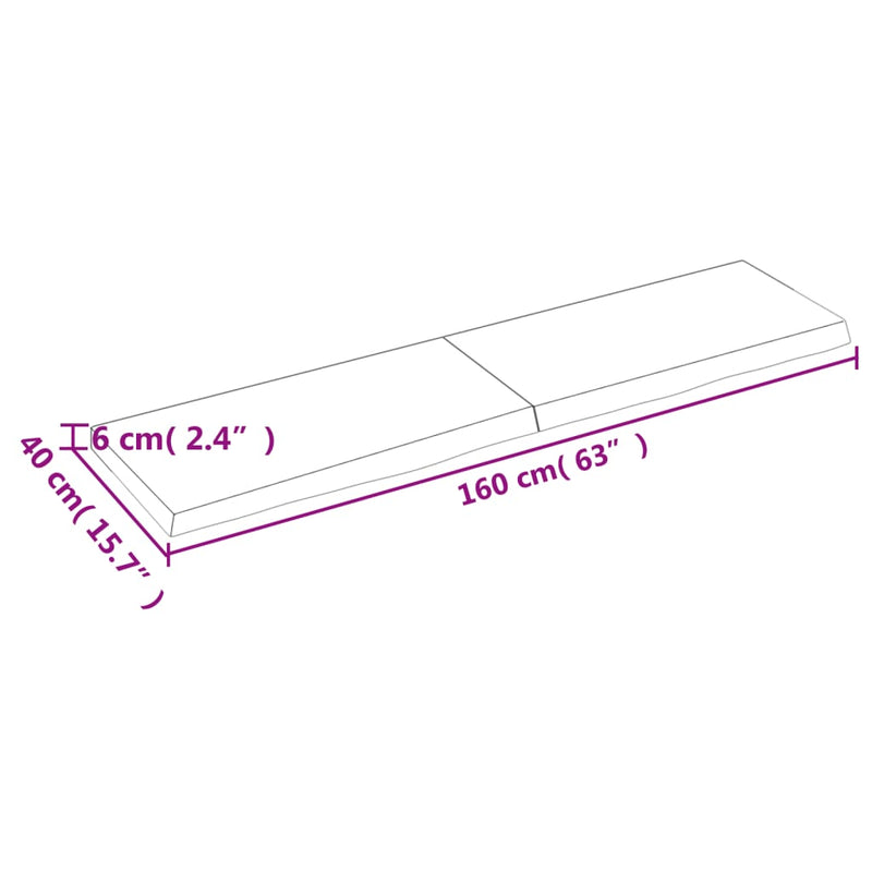 Wandregal 160x40x(2-6) cm Massivholz Eiche Unbehandelt