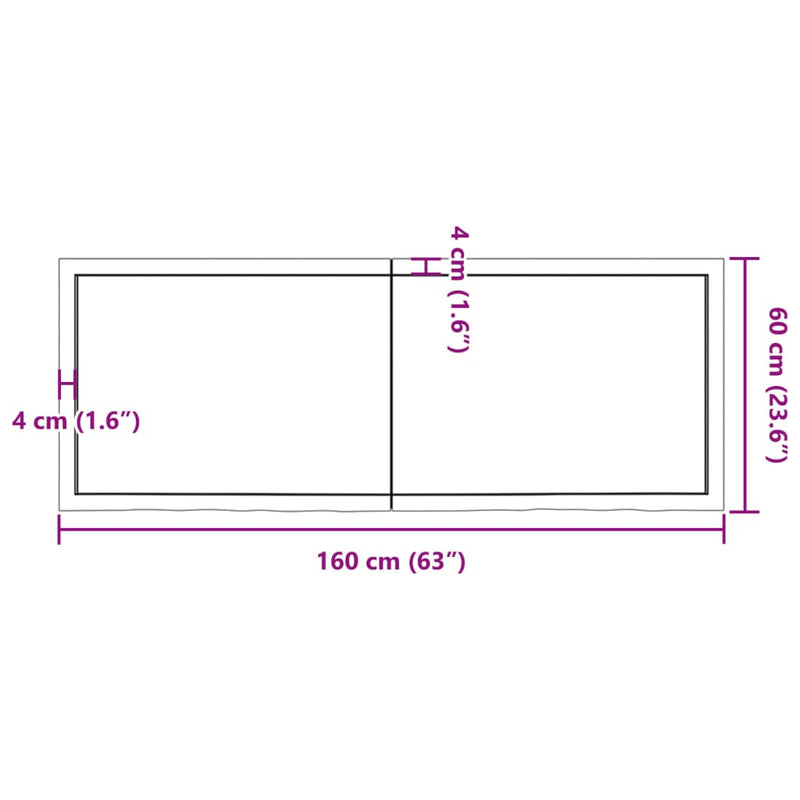 Wandregal 160x60x(2-4) cm Massivholz Eiche Unbehandelt