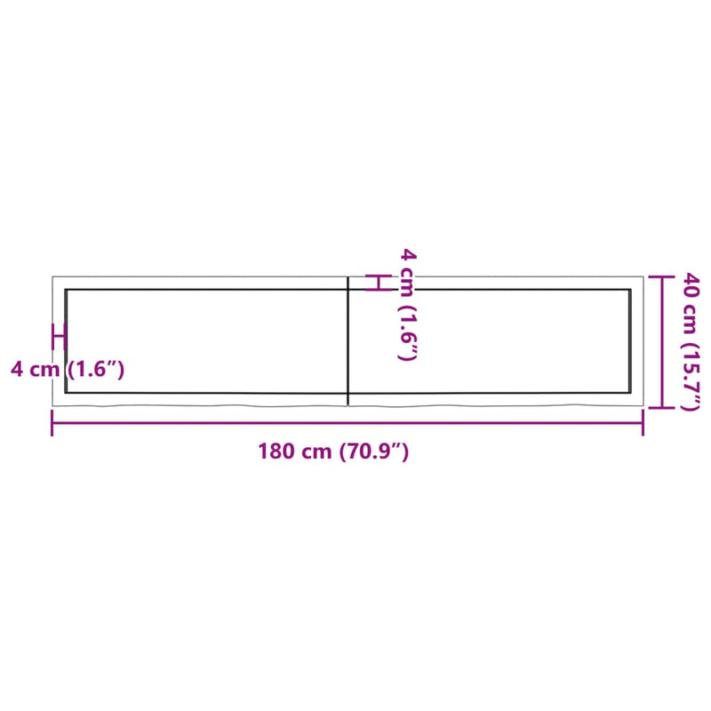 Wandregal 180x40x(2-6) cm Massivholz Eiche Unbehandelt