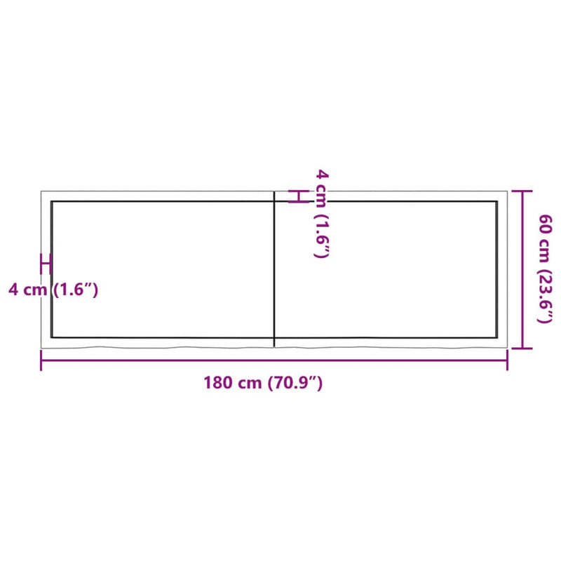 Wandregal 180x60x(2-4) cm Massivholz Eiche Unbehandelt