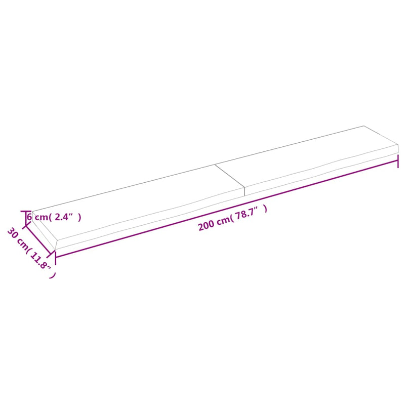 Wandregal 200x30x(2-6) cm Massivholz Eiche Unbehandelt