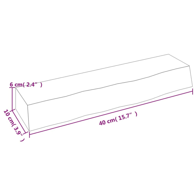 Wandregal Hellbraun 40x10x6 cm Massivholz Eiche Behandelt