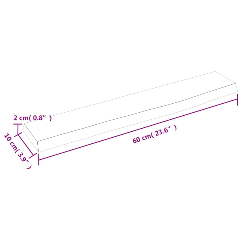 Wandregal Hellbraun 60x10x2 cm Massivholz Eiche Behandelt