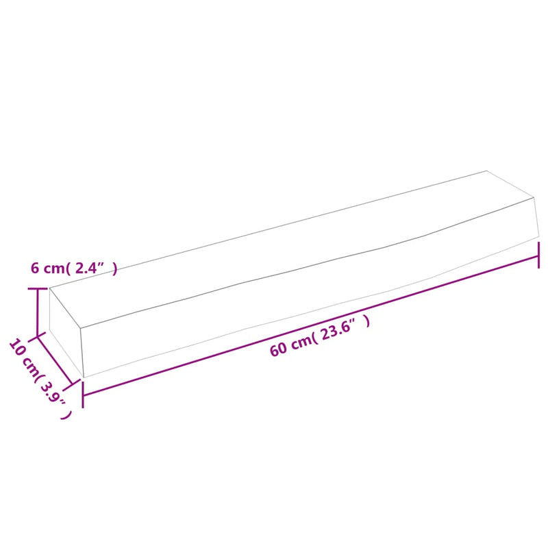 Wandregal Hellbraun 60x10x6 cm Massivholz Eiche Behandelt