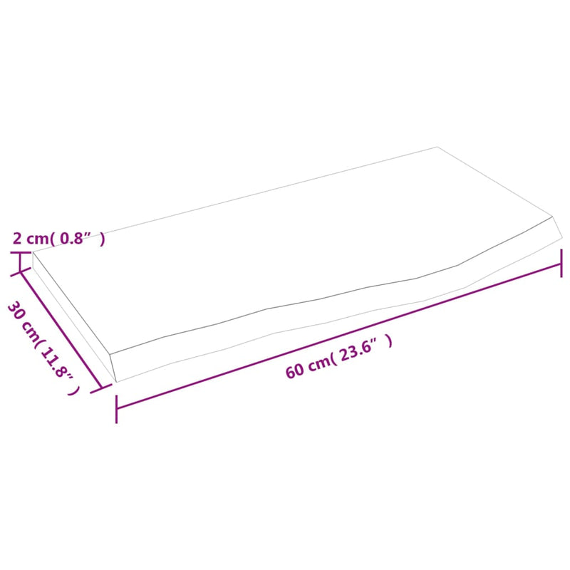 Wandregal Hellbraun 60x30x2 cm Massivholz Eiche Behandelt