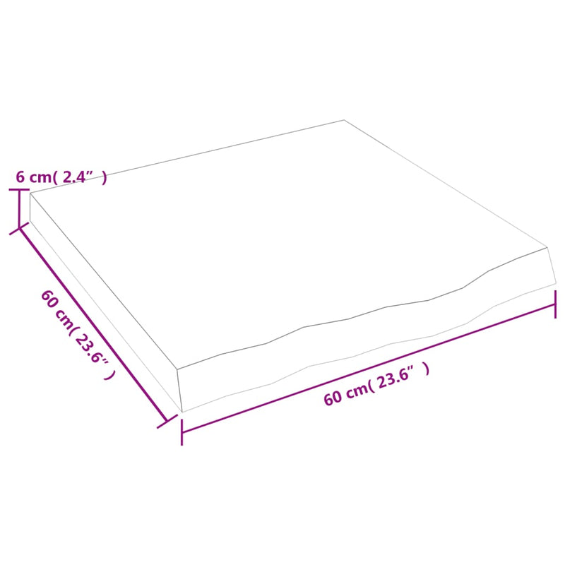 Wandregal Hellbraun 60x60x(2-6) cm Massivholz Eiche Behandelt