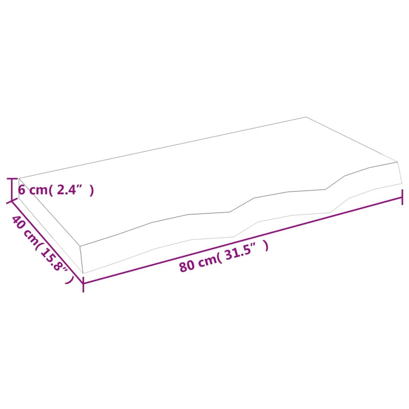 Wandregal Hellbraun 80x40x(2-6) cm Massivholz Eiche Behandelt