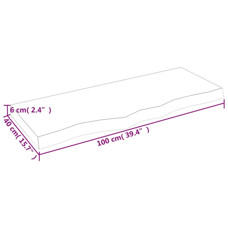 Wandregal Hellbraun 100x40x(2-6) cm Massivholz Eiche Behandelt