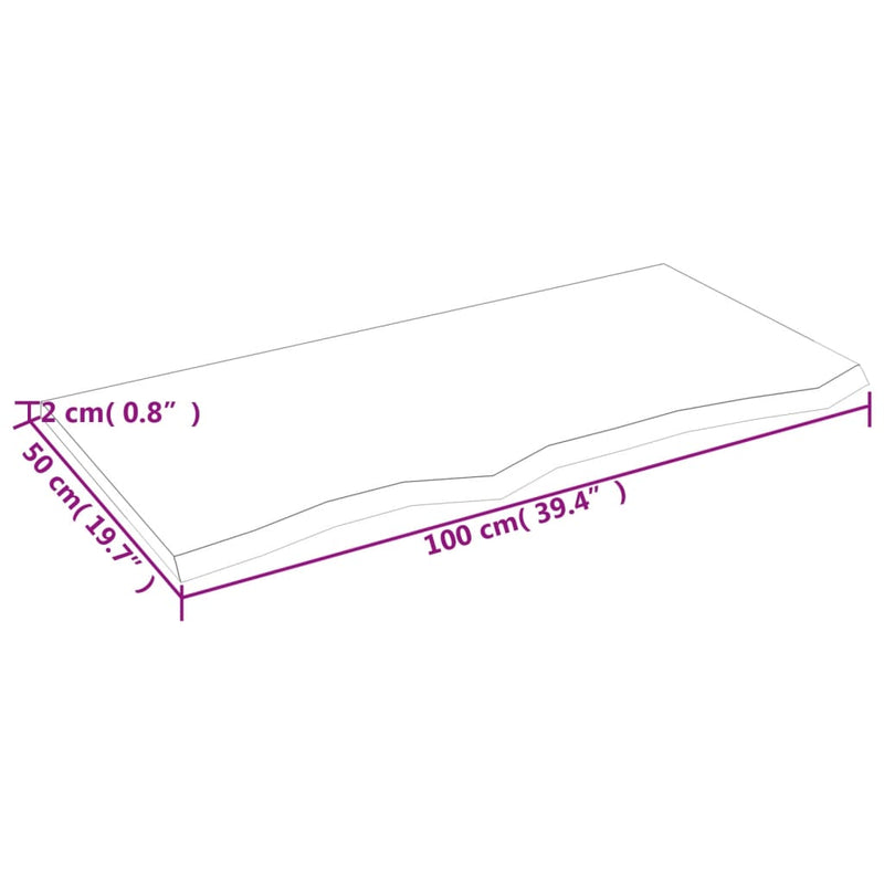 Wandregal Hellbraun 100x50x2 cm Massivholz Eiche Behandelt