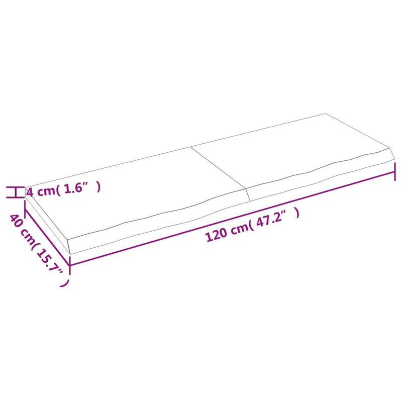 Wandregal Hellbraun 120x40x(2-4) cm Massivholz Eiche Behandelt