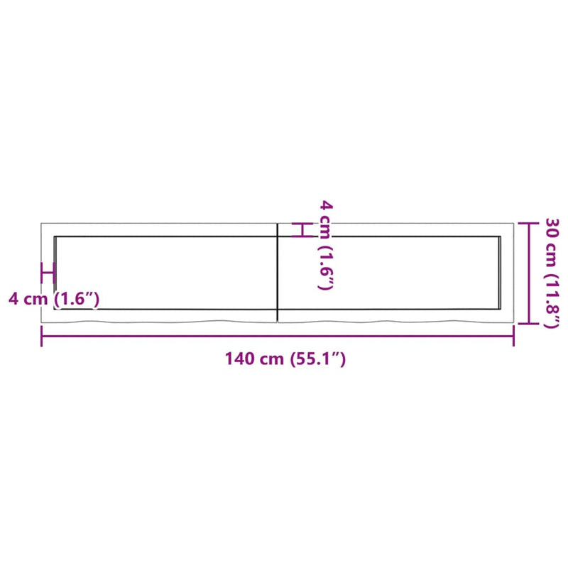 Wandregal Hellbraun 140x30x(2-4) cm Massivholz Eiche Behandelt