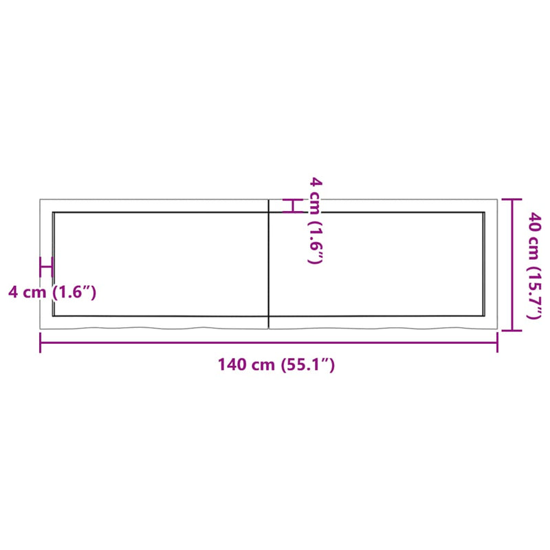 Wandregal Hellbraun 140x40x(2-4) cm Massivholz Eiche Behandelt