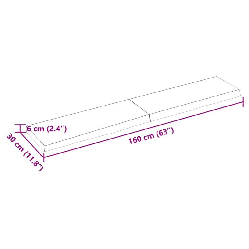 Wandregal Hellbraun 160x30x(2-6) cm Massivholz Eiche Behandelt