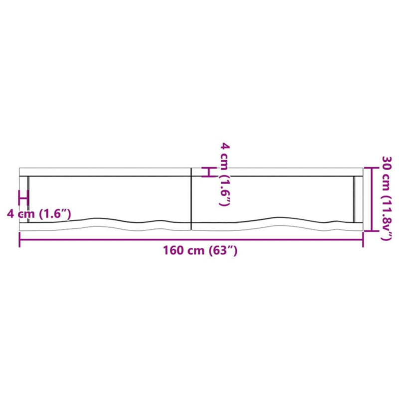 Wandregal Hellbraun 160x30x(2-6) cm Massivholz Eiche Behandelt