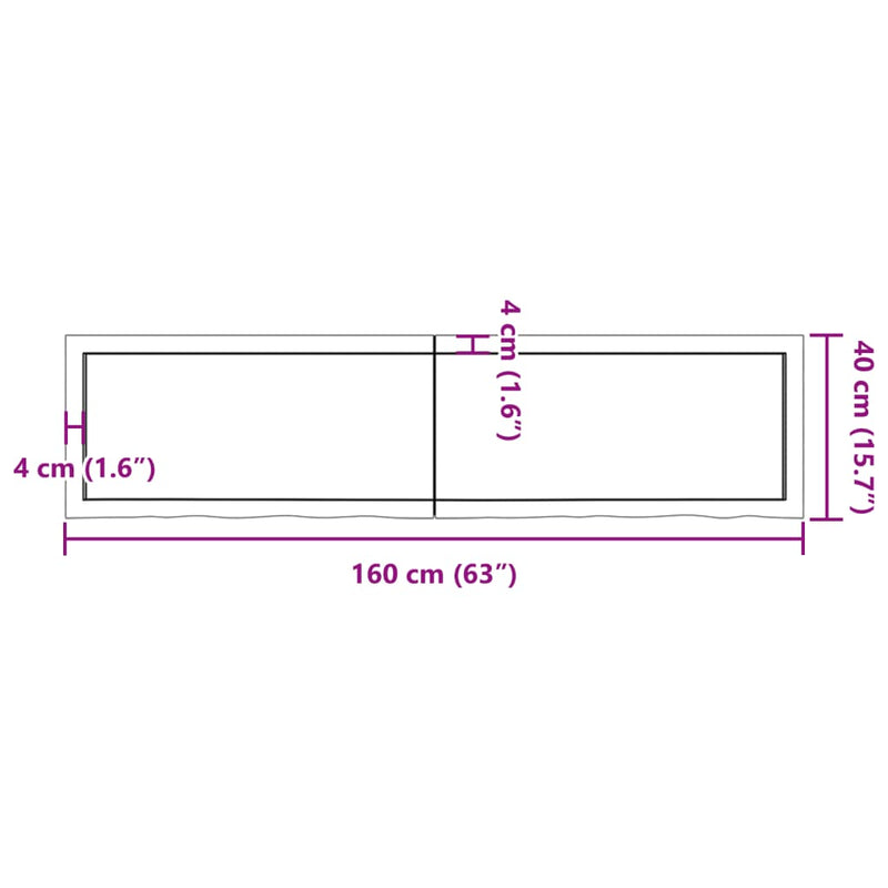 Wandregal Hellbraun 160x40x(2-4) cm Massivholz Eiche Behandelt